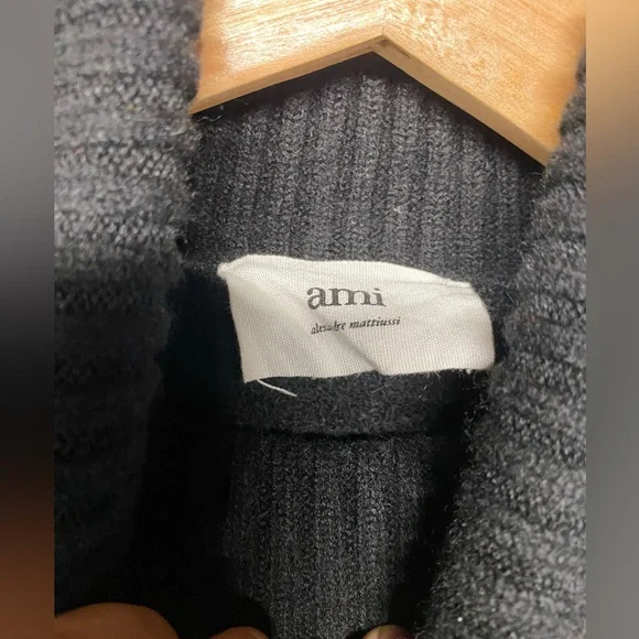 AMI Alexandre Mattiussi De Couer Virgin Wool Turtleneck Sweater S - Picture 2 of 12